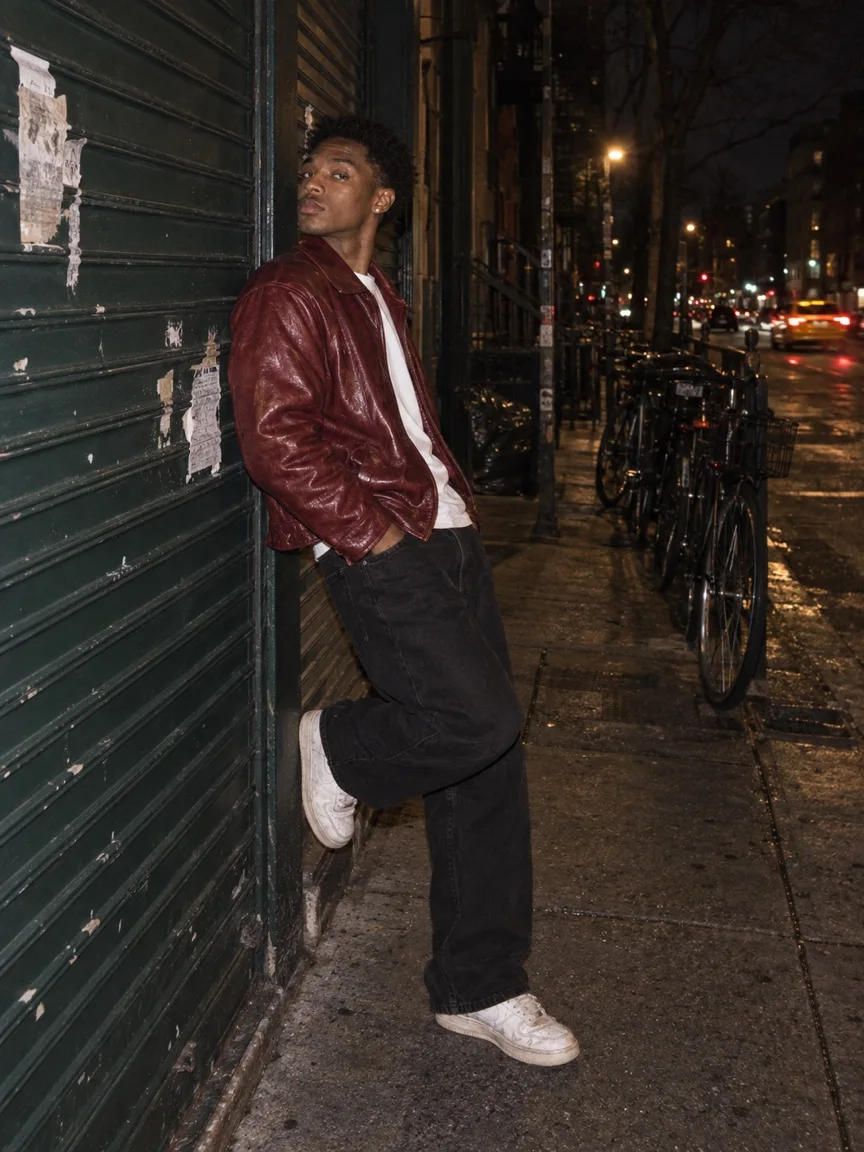 AI scene preview: man on a city street at night